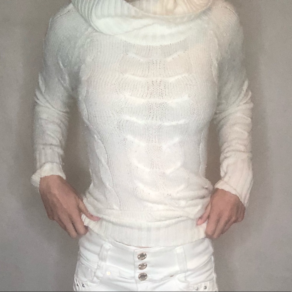 White snow bunny long knit aspen sweater